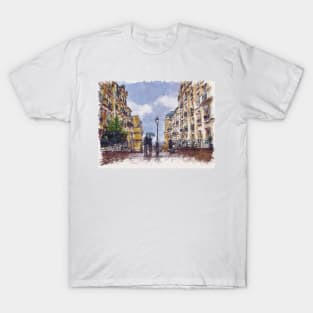 Romantic Couple Under Umbrella in Montmartre Paris T-Shirt